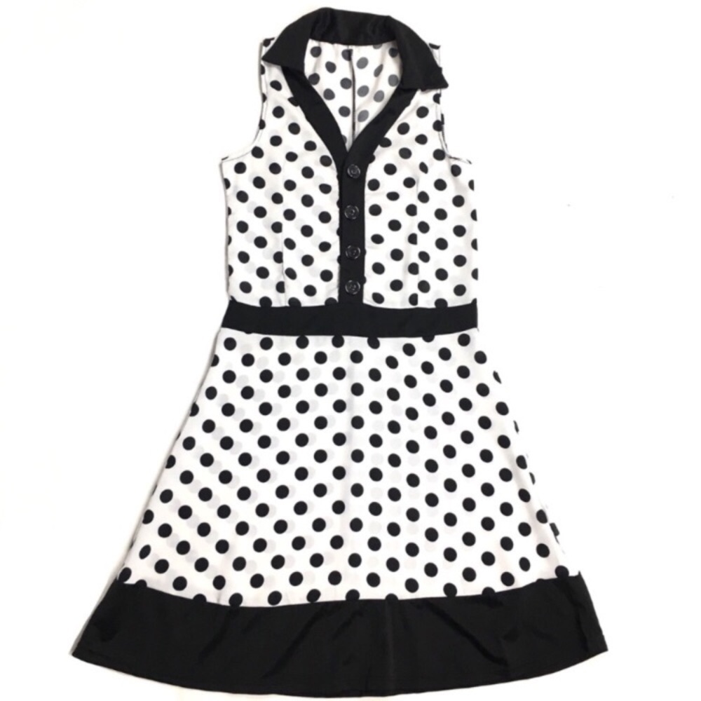 Polka Dot Sleeveless Dress Sheer Fit Flare Minnie Mouse Costume Rockabilly Small